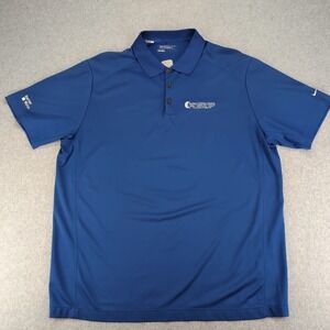 Nike Shirt Mens XXL Blue Golf Polo‎ Tour Performance Chevron Dri-Fit Logo Swoosh